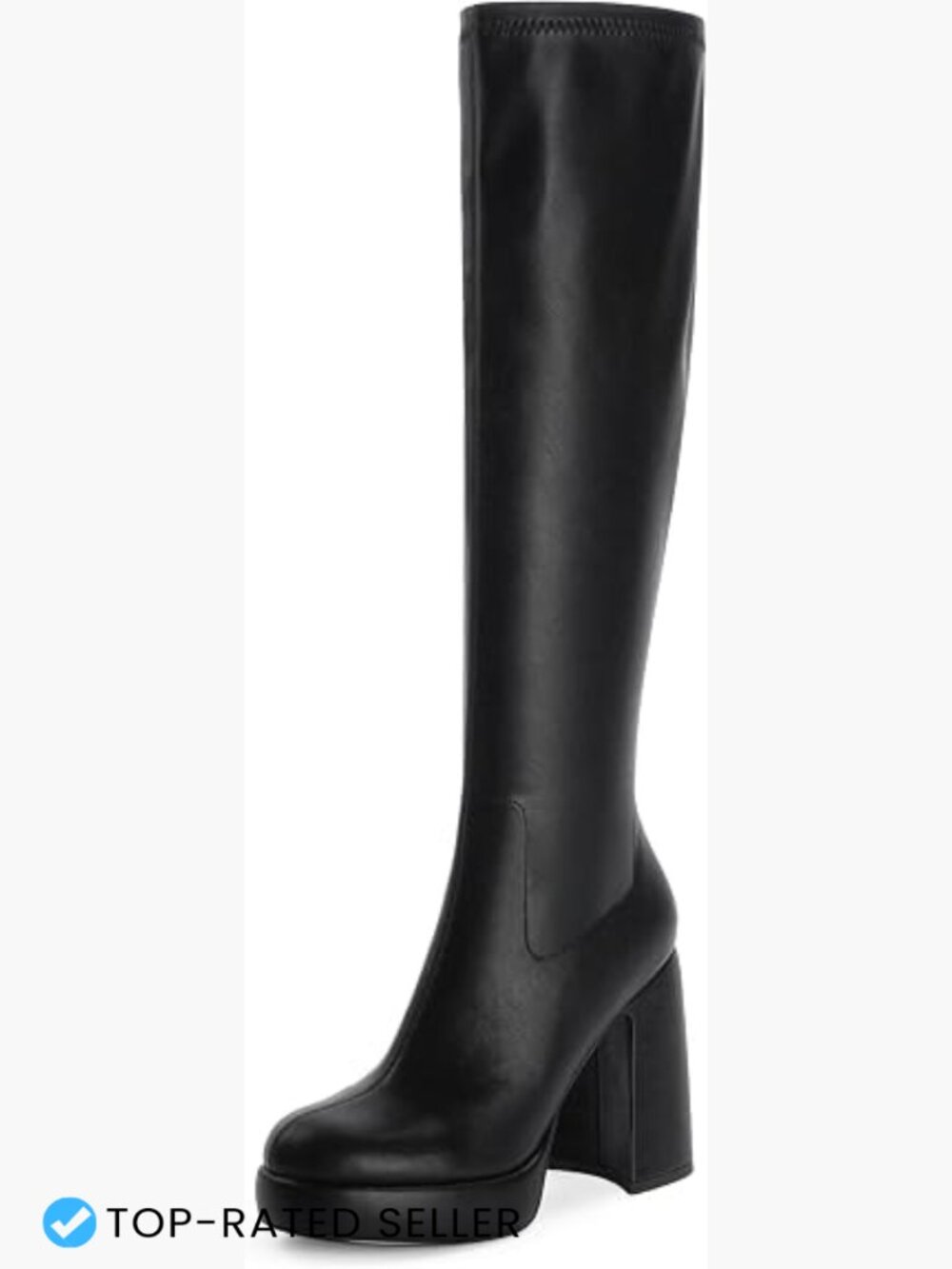 Platform Knee High Boots Chunky Heel Rounded Toe Side Zipper Tall Fall Shoes